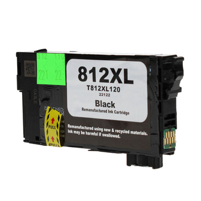 Remanufactured Epson 812XL (T812XL120) InkJet Cartridge, Black, 1.1K Ultra High Yield