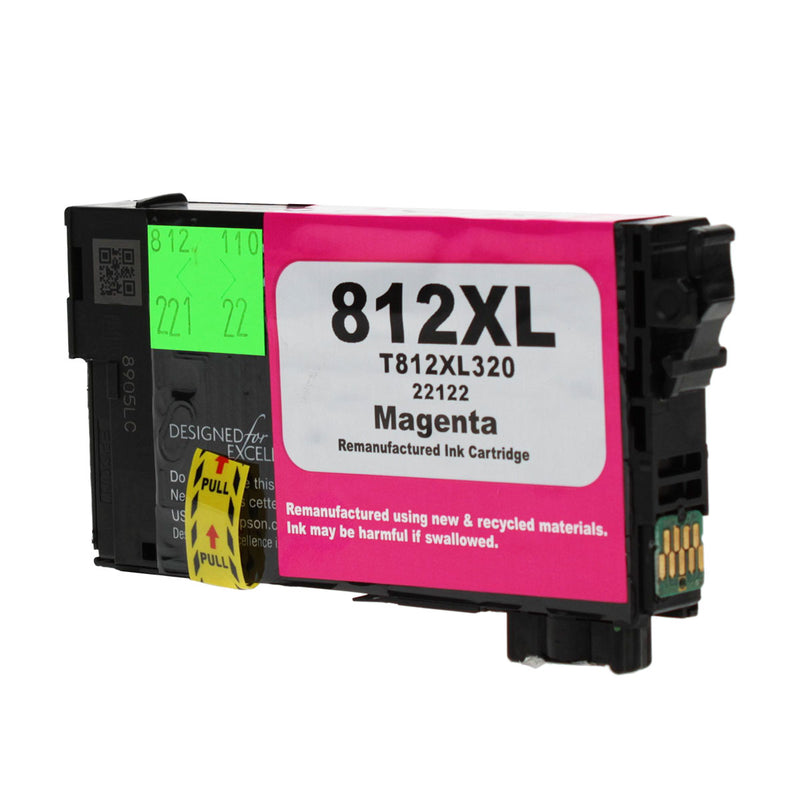 Remanufactured Epson 812XL (T812XL320) InkJet Cartridge, Magenta, 1.1K Ultra High Yield