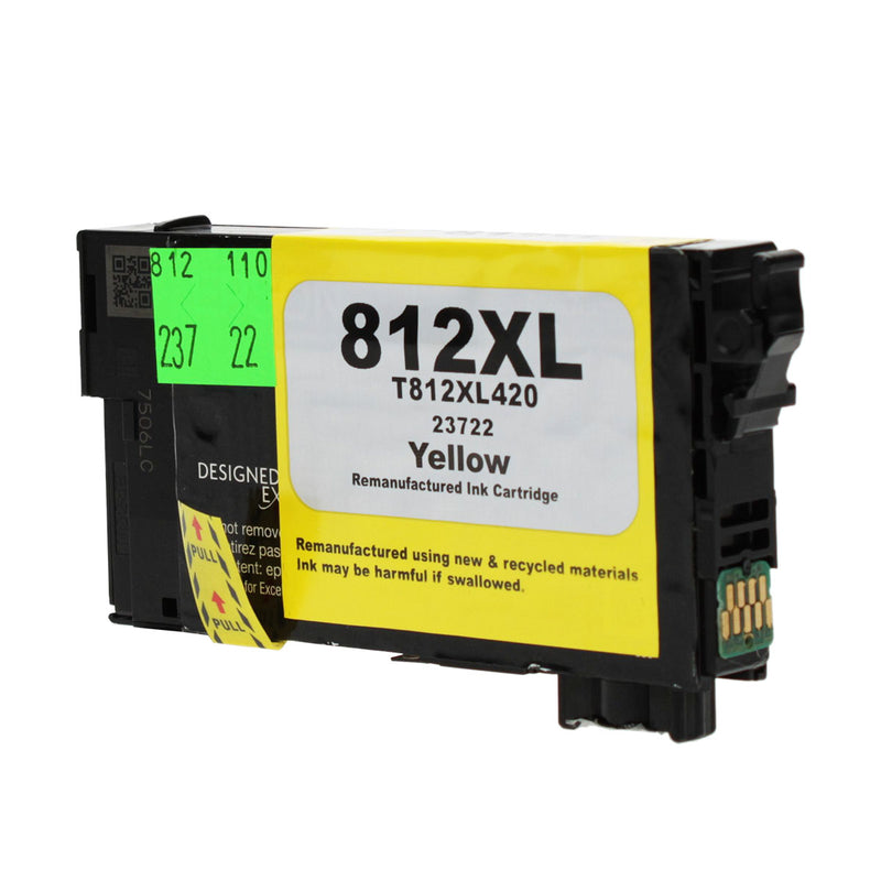 Remanufactured Epson 812XL (T812XL420) InkJet Cartridge, Yellow, 1.1K Ultra High Yield
