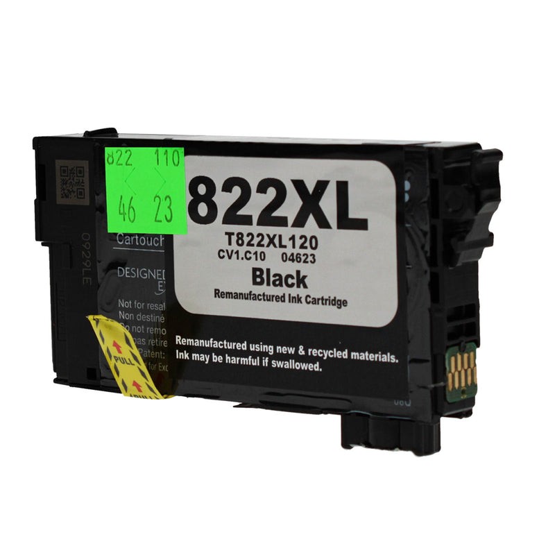 Remanufactured Epson 822XL (T822XL120) InkJet Cartridge, Black, 1.1K Ultra High Yield