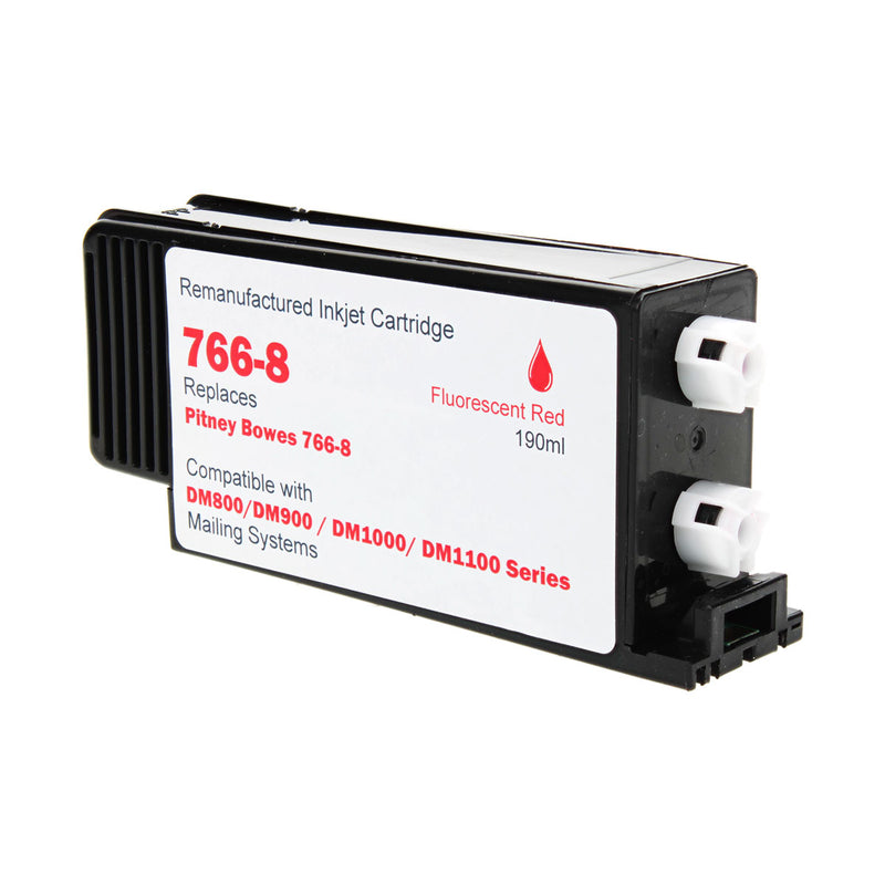Remanufactured Pitney Bowes DM800 D825 (766-8) InkJet Cartridge, Fluorescent Red, 52500 Impressions