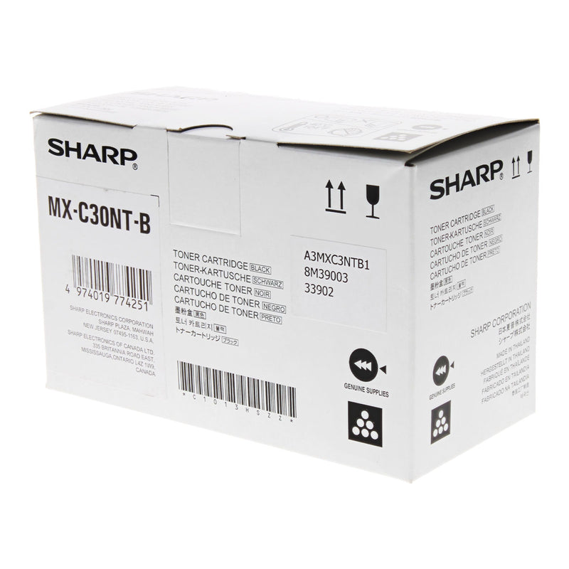 OEM Sharp MX-C30NTB Toner Cartridge, Black, 6K Yield