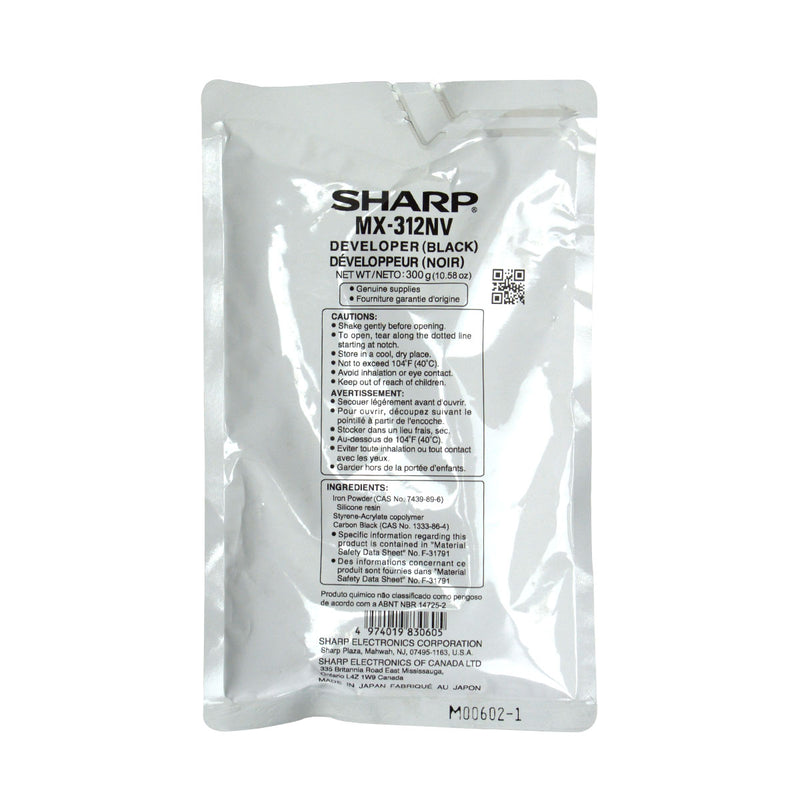 OEM Sharp MX-312NV Developer, Black, 75K Yield