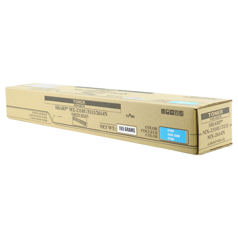 Compatible Sharp MX-2310 / MX-2616 (MX-23NTCA) Toner Cartridge, Cyan, 10K Yield, TAA Compliant, Made in USA