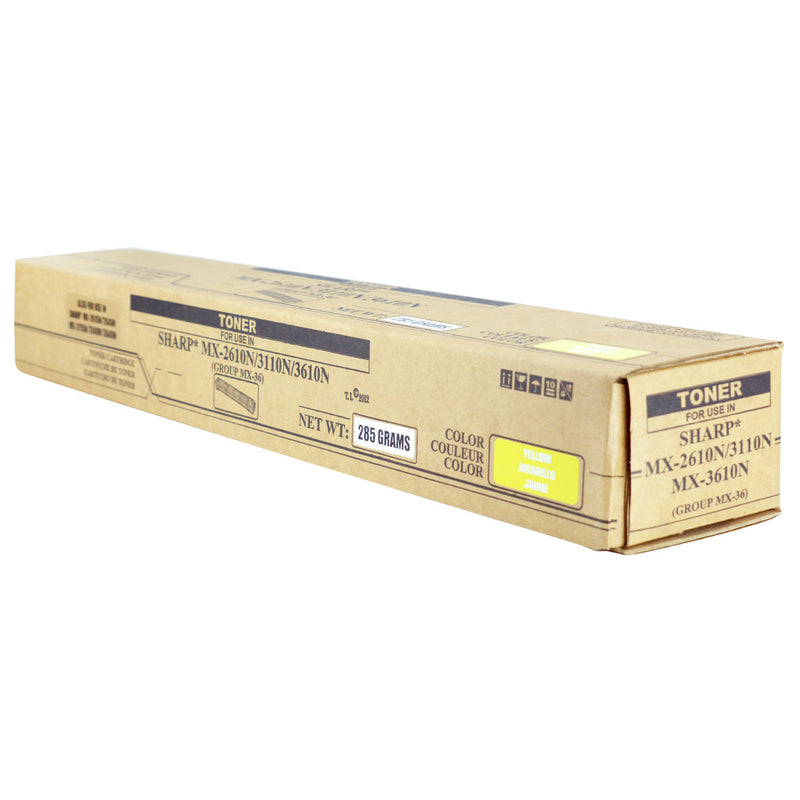 Compatible Sharp MX-2610 / MX-2615 (MX-36NTYA) Toner Cartridge, Yellow, 15K Yield, TAA Compliant, Made in USA