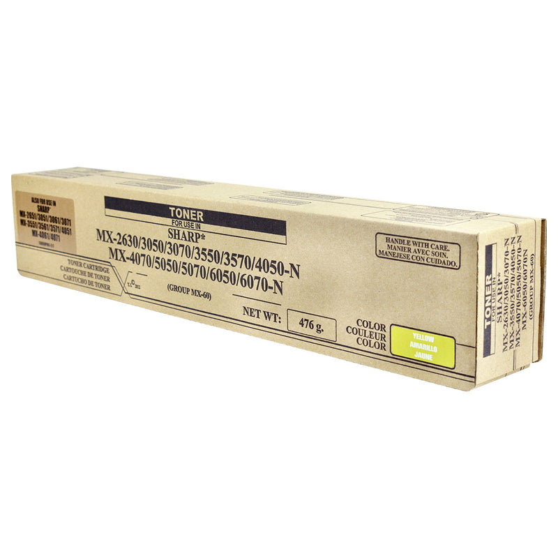 Compatible Sharp MX-2630 / MX-3050 (MX-61NTYA) Toner Cartridge, Yellow, 24K Yield, TAA Compliant, Made in USA