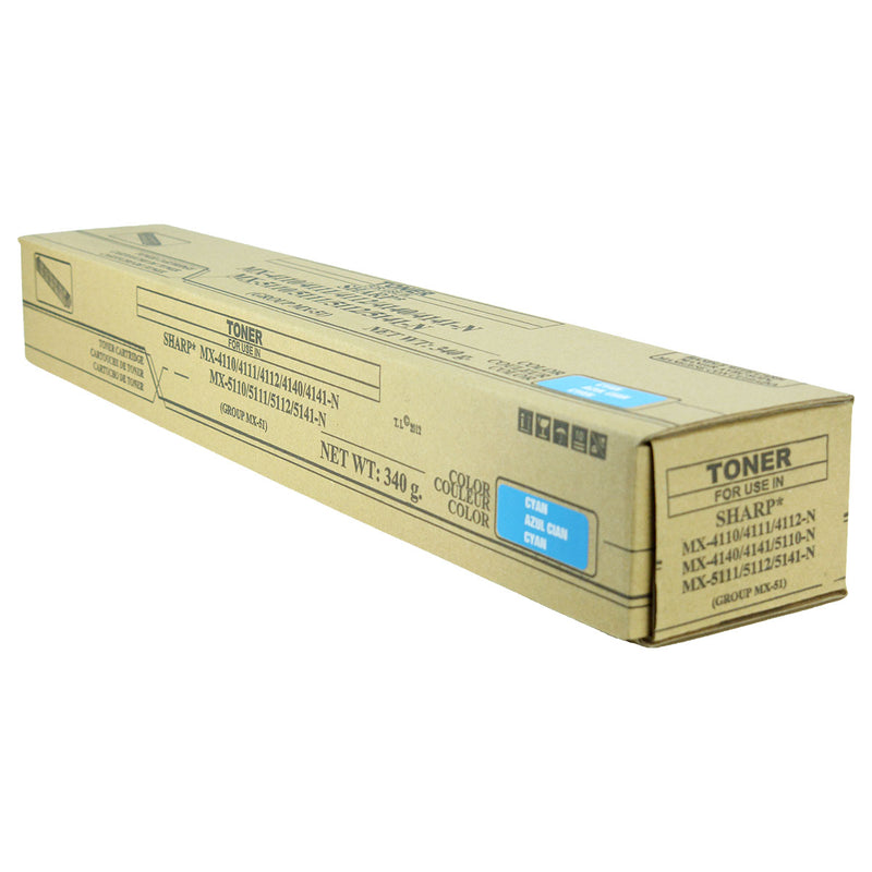 Compatible Sharp MX-4110 / MX-4140 (MX-51NTCA) Toner Cartridge, Cyan, 18K Yield, TAA Compliant, Made in USA