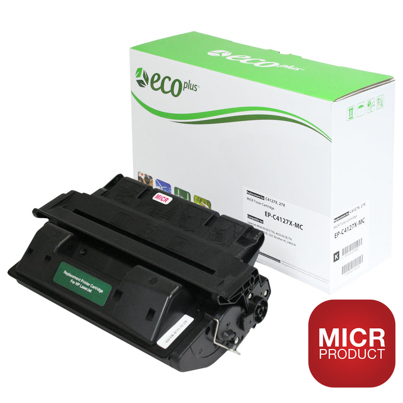 EcoPlus HP 27X (C4127X) MICR Toner Cartridge, Black, 10K High Yield, Made in USA