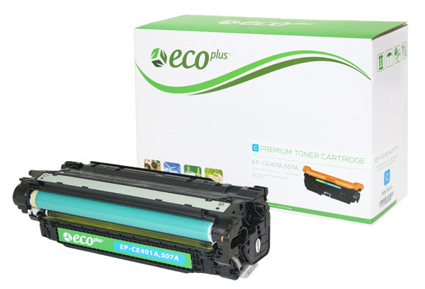 EcoPlus HP 507A (CE401A) Toner Cartridge, Cyan, 6K Yield
