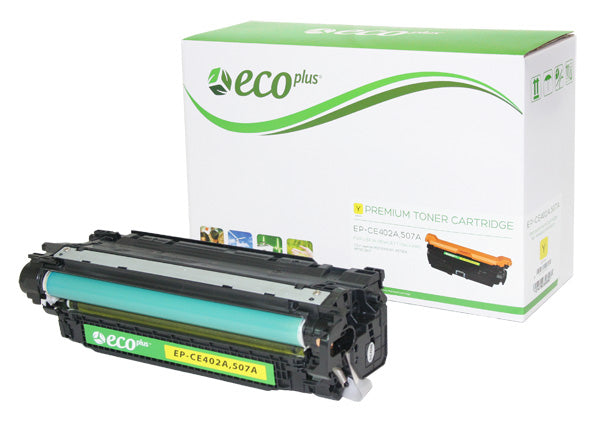 EcoPlus HP 507A (CE402A) Toner Cartridge, Yellow, 6K Yield