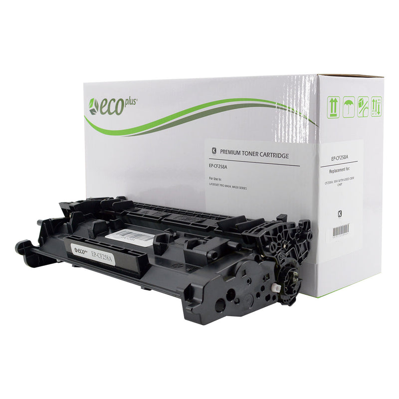 EcoPlus HP 58A (CF258A) Toner Cartridge, Black, 3K Yield, (Used OEM Chip)