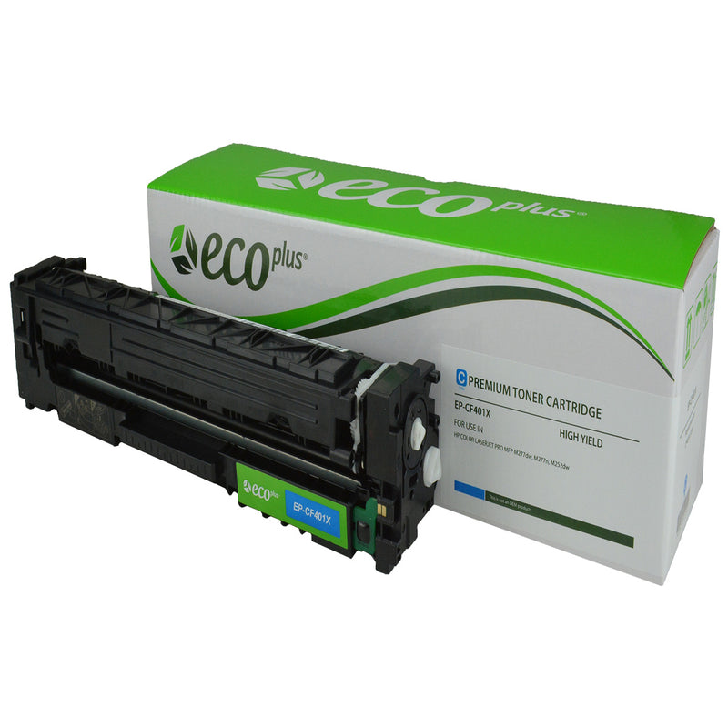 EcoPlus HP 201X (CF401X) Toner Cartridge, Cyan, 2.3K High Yield