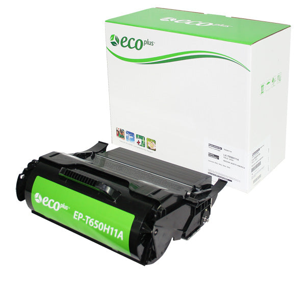 EcoPlus Lexmark T650 (T650H11A) Toner Cartridge, Black, 25K High Yield, Made in USA