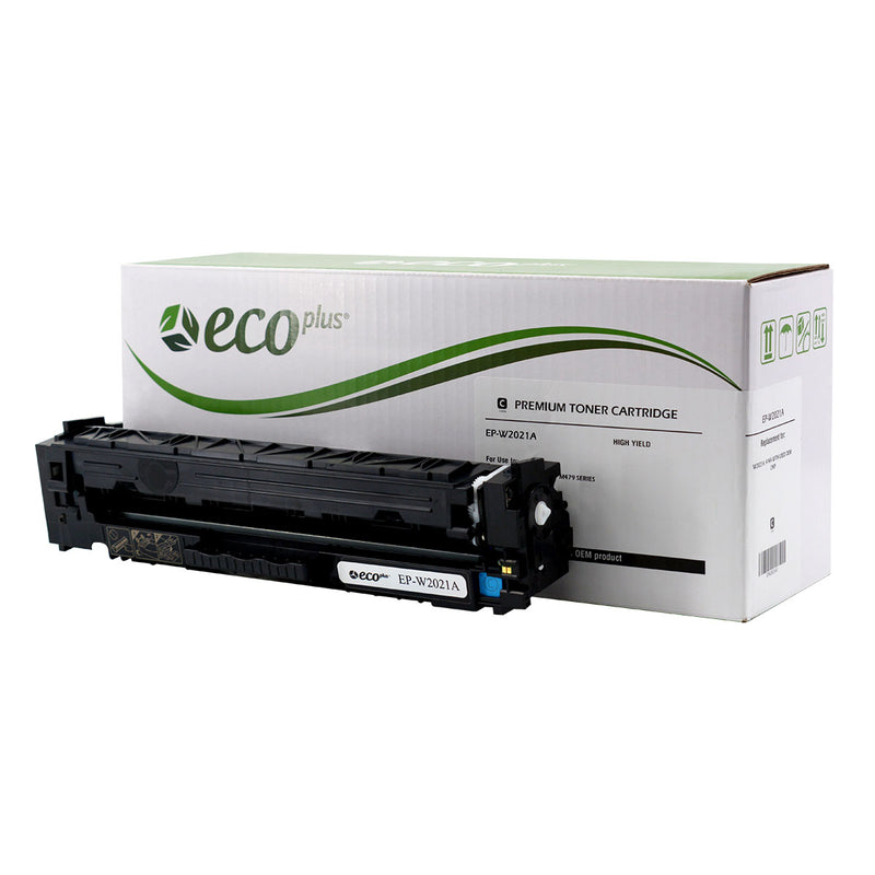 EcoPlus HP 414A (W2021A) Toner Cartridge, Cyan, 2.1K Yield, (Used OEM Chip), Made in USA