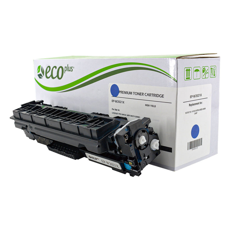 EcoPlus HP 414X (W2021X) Toner Cartridge, Cyan, 6K High Yield, (Used OEM Chip)