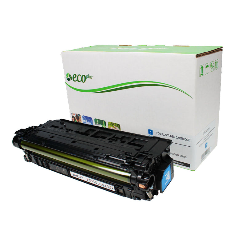 EcoPlus HP 212A (W2121A) Toner Cartridge, Cyan, 4.5K Yield, (Used OEM Chip) Made in USA