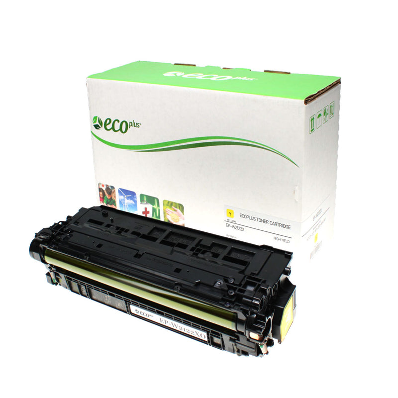 EcoPlus HP 212X (W2122X) Toner Cartridge, Yellow, 10K High Yield, (Used OEM Chip) Made in USA