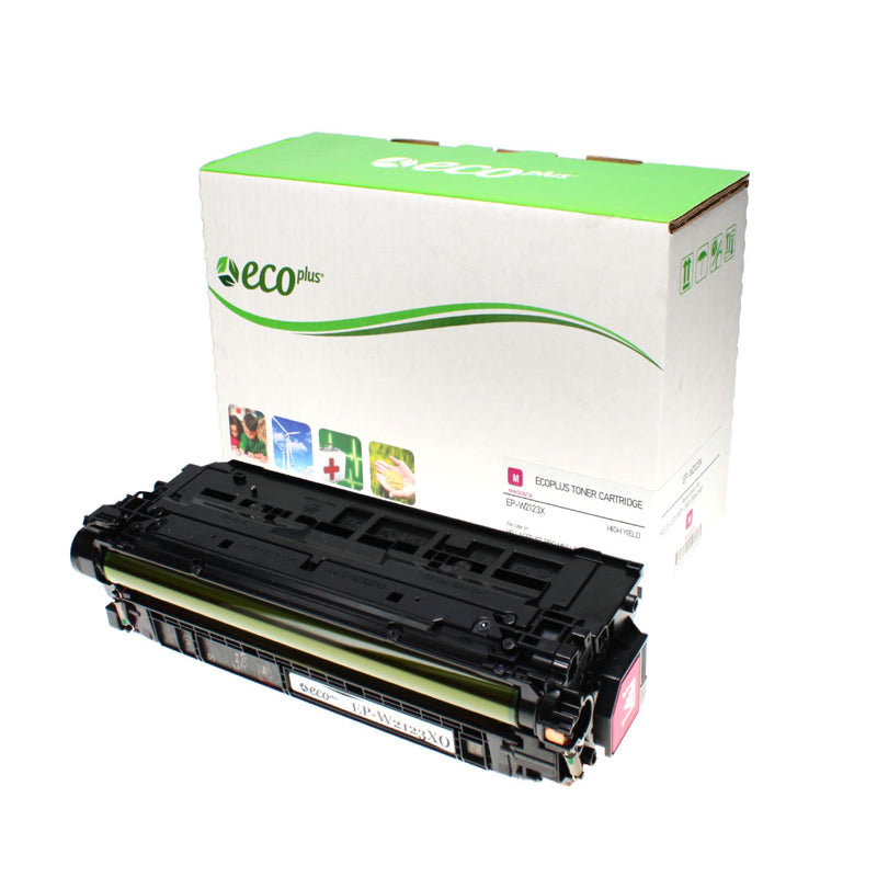 EcoPlus HP 212X (W2123X) Toner Cartridge, Magenta, 10K High Yield, (Used OEM Chip) Made in USA